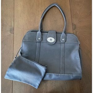 Rosetti large gray tote laptop tablet bag with removable clutch
